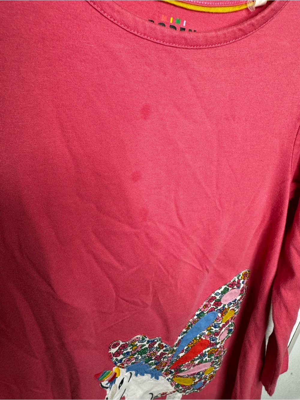 Mini Boden Hot Pink Unicorn Butterfly Long Sleeve Dress - Picture 2 of 5